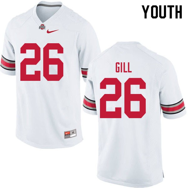 Ohio State Buckeyes #26 Jaelen Gill Youth Stitched Jersey White OSU458540